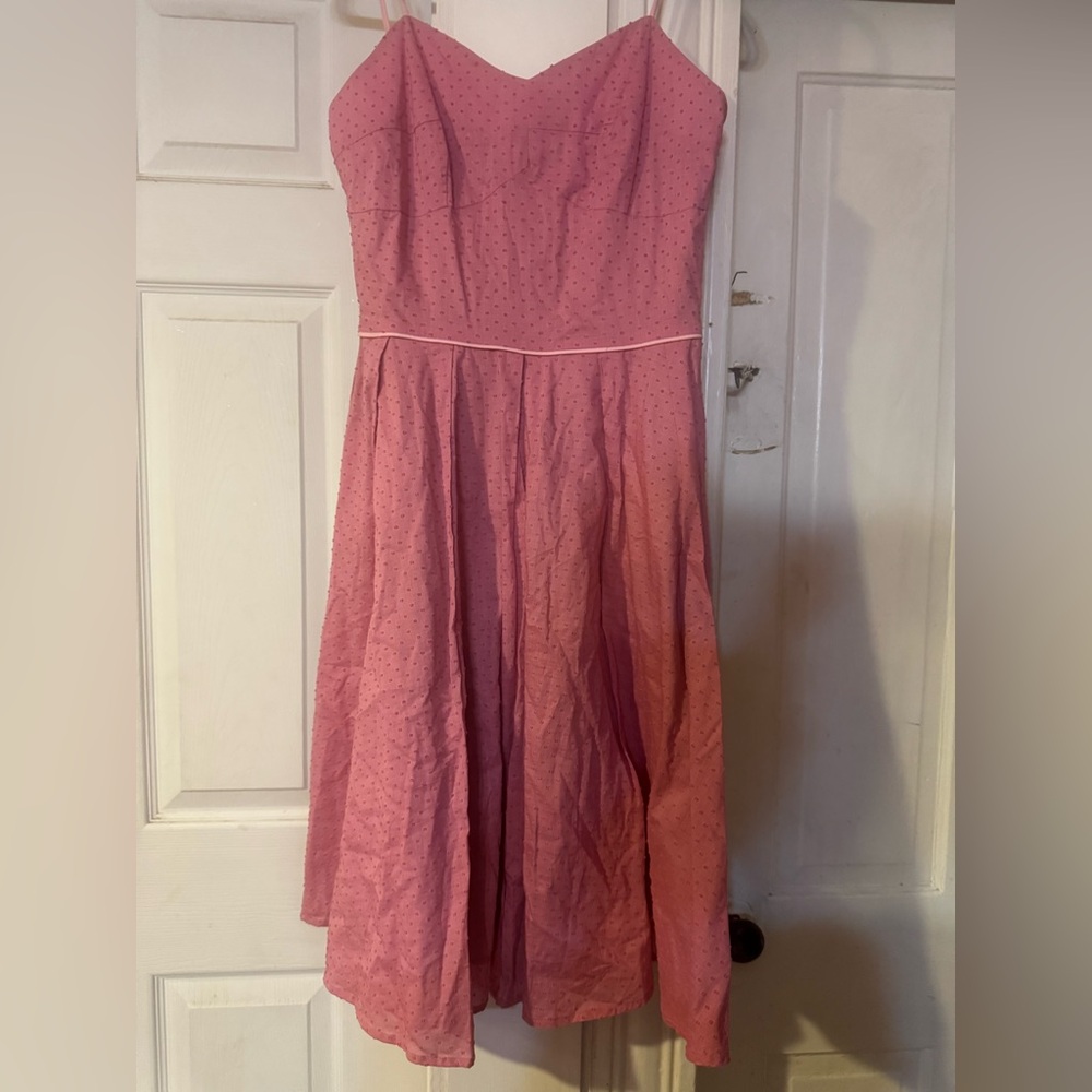 Vintage EC Star Pink  Strapless Swiss  Dot Dress rockabilly swing summer